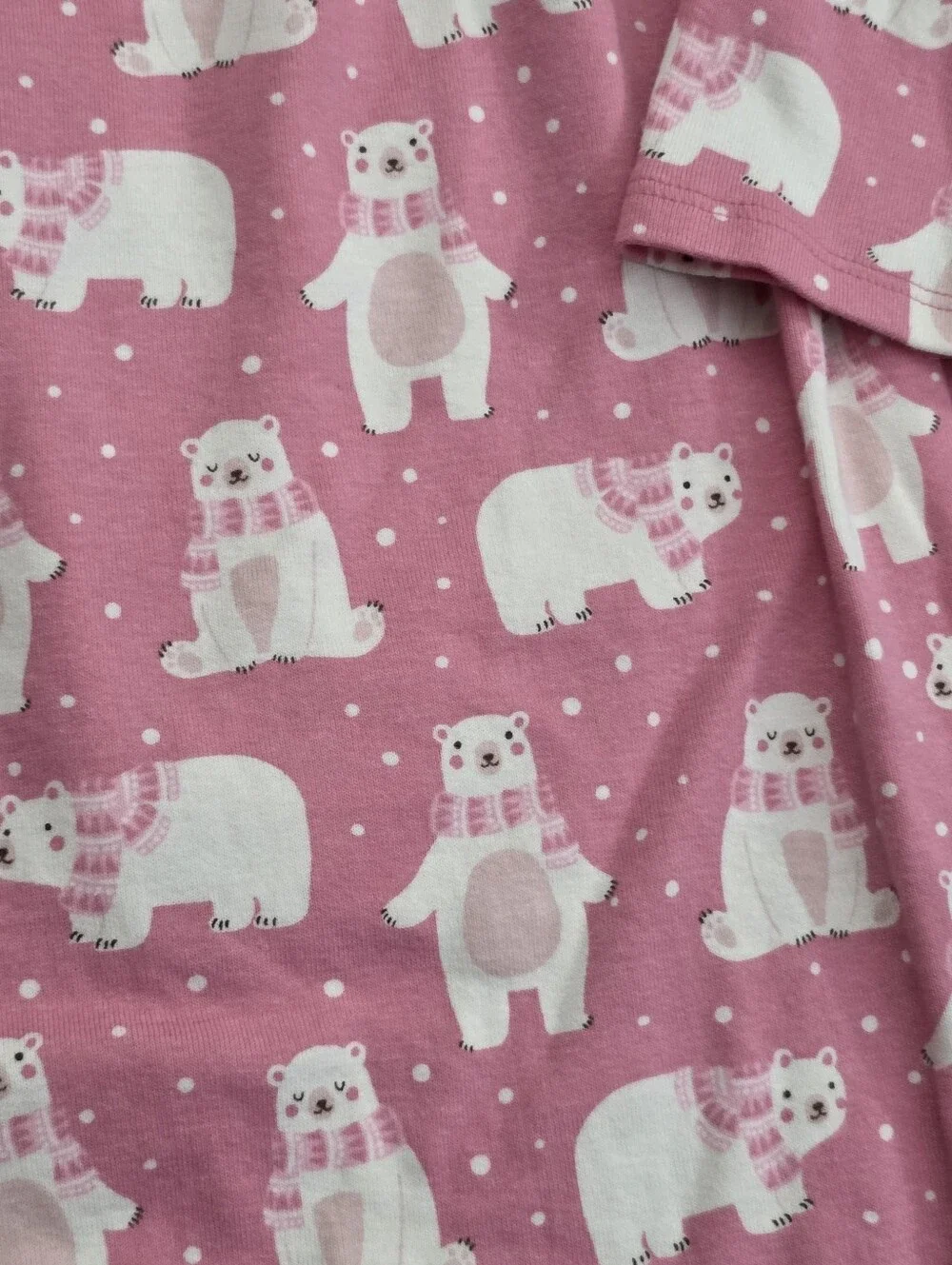 Gymboree Bear Hugs Pink Polar Bear Ruffle-Trim Long-Sleeve Cotton Dress Size 12
